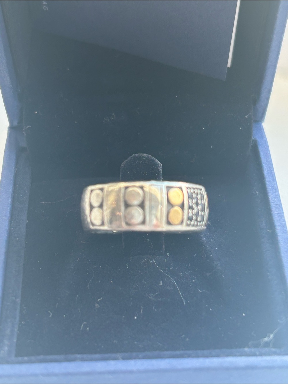 John Hardy Accent Band Ring - black diamonds , Gold & silver. Size 7 - Picture 6 of 8